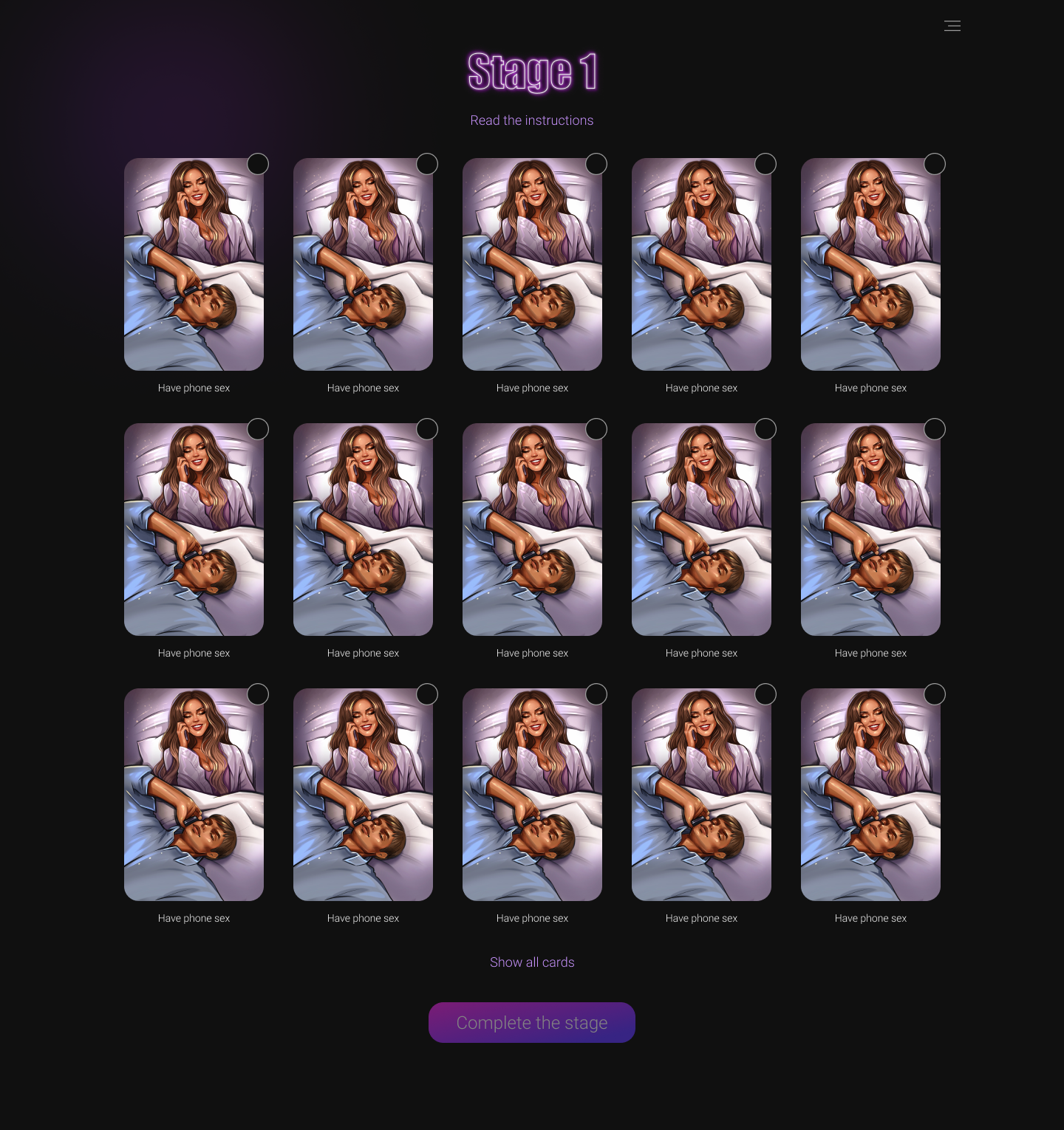 Mobile game for couples