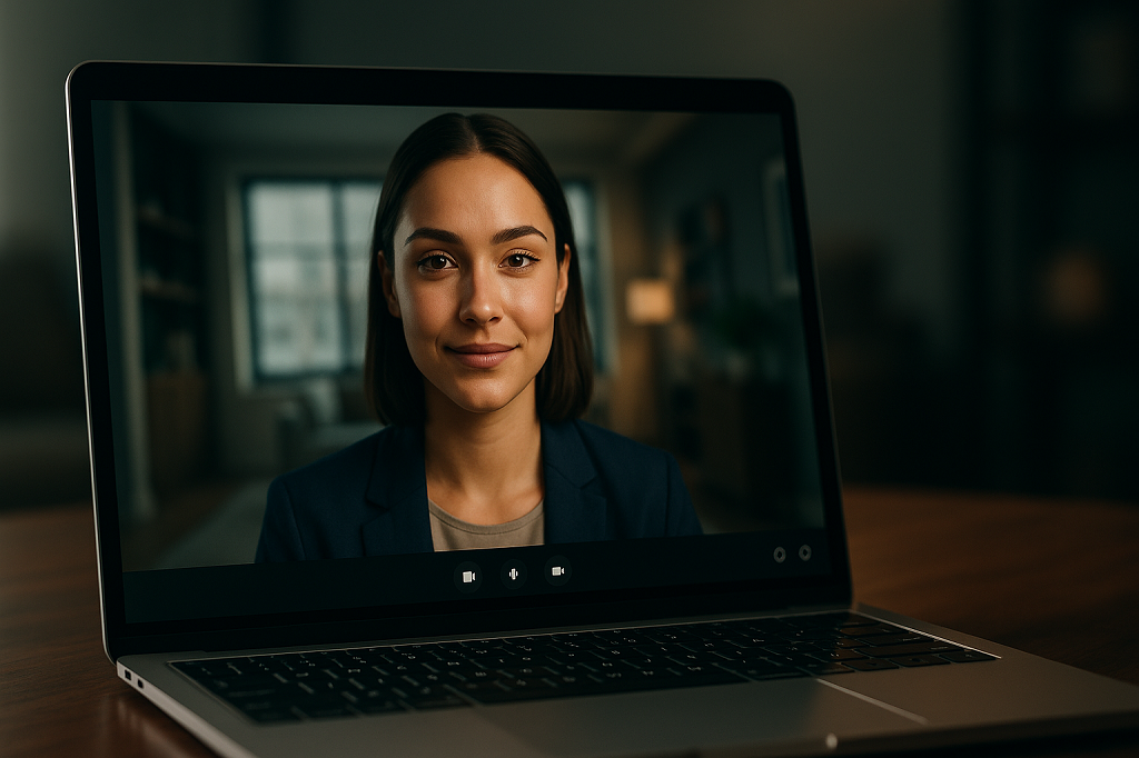AI avatar on laptop screen