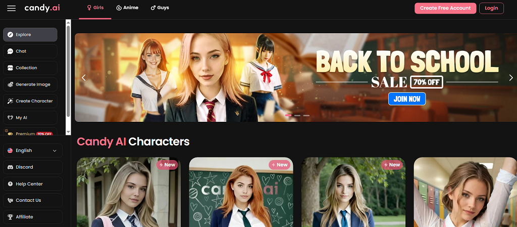 Candy Ai main page