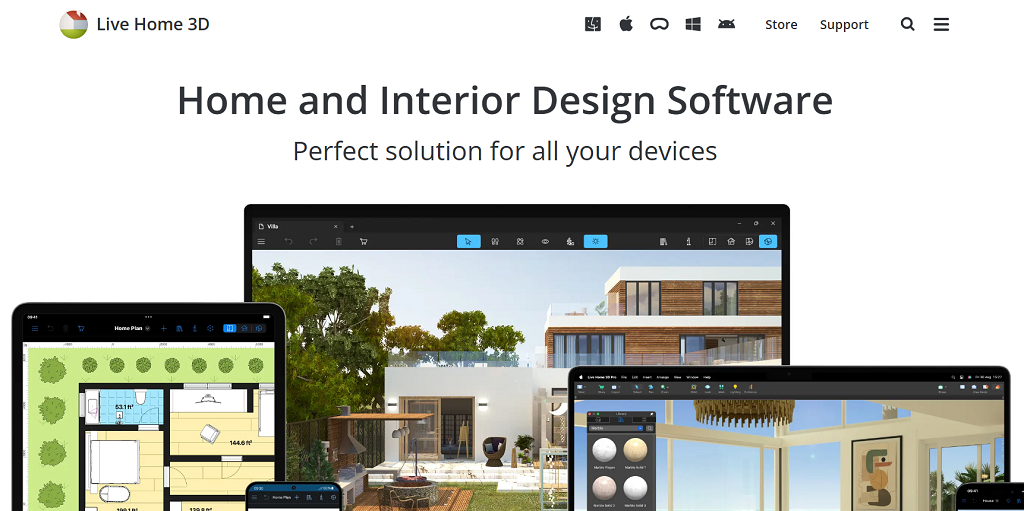 Live Home 3D website interface