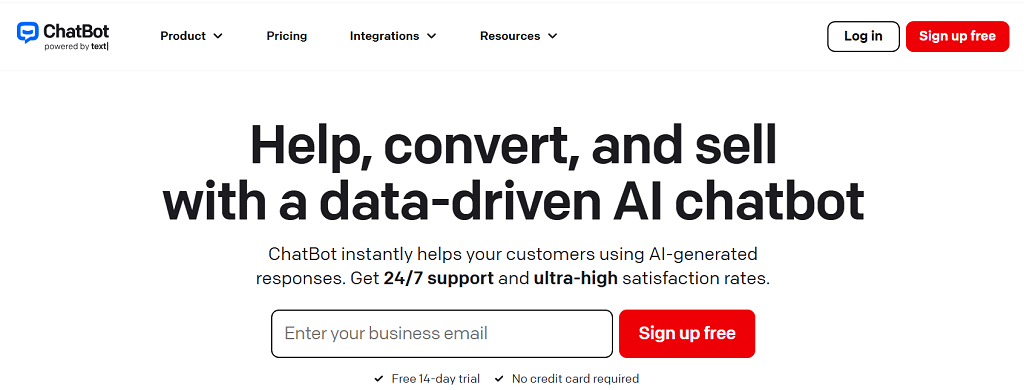 Chatbot.com website main page