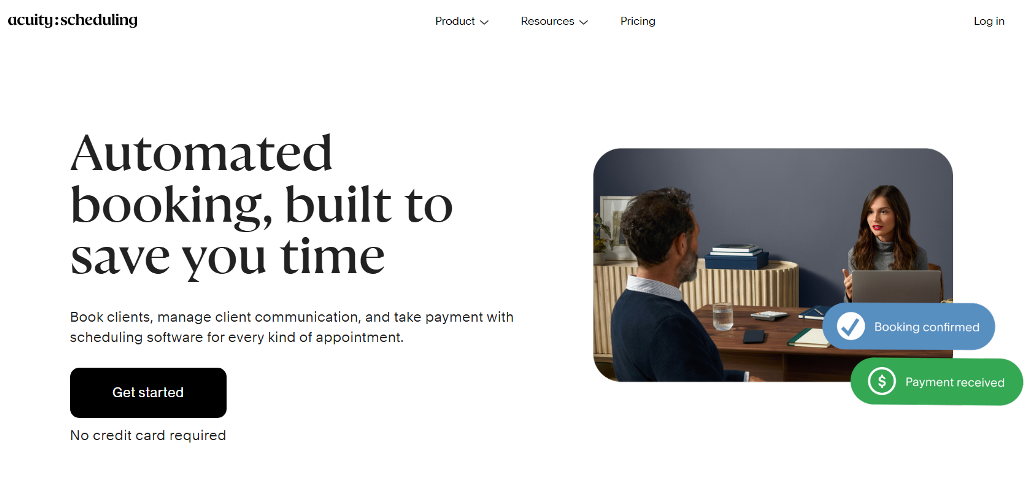 Acuity Scheduling website interface