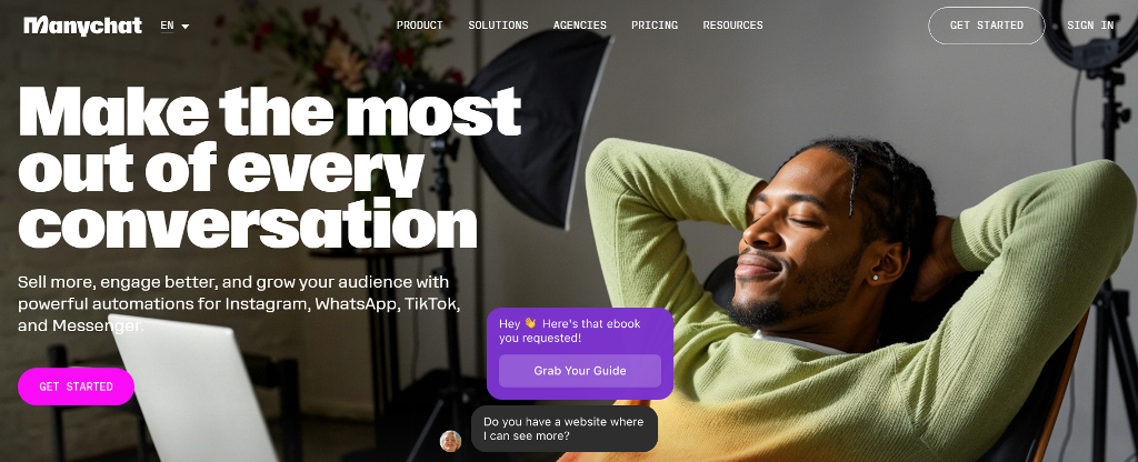 ManyChat website main page