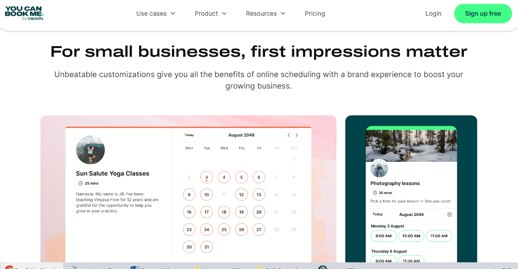 YouCanBookMe Interface