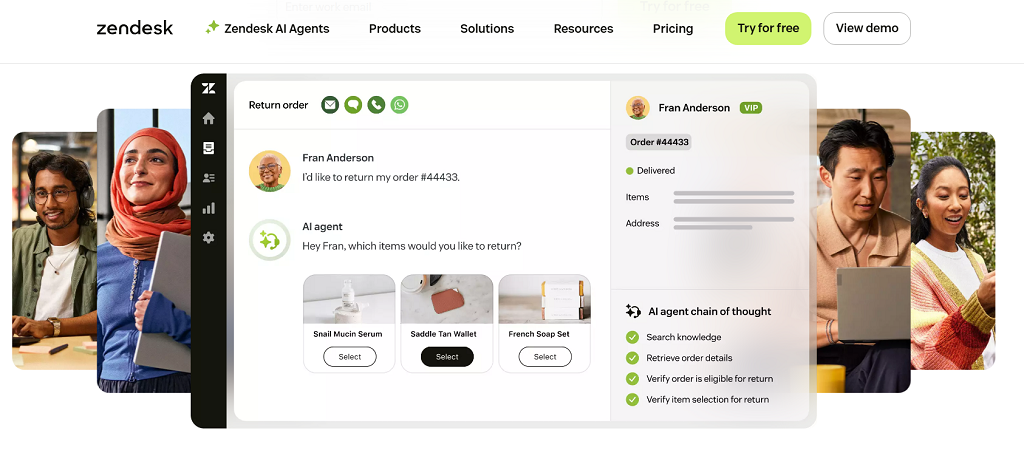 Zendesk website main page