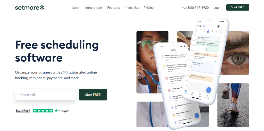 Setmore website main page