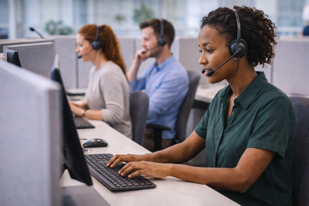 call center operators at work