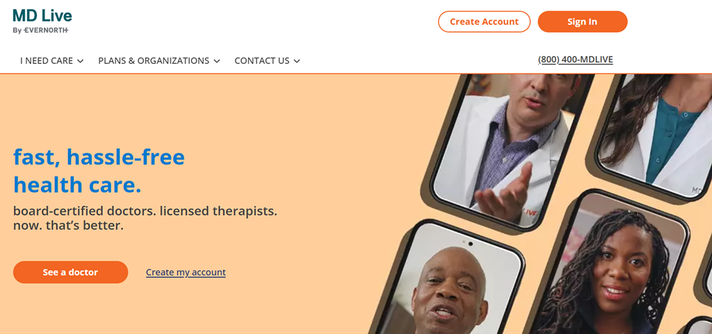 mdlive website main page