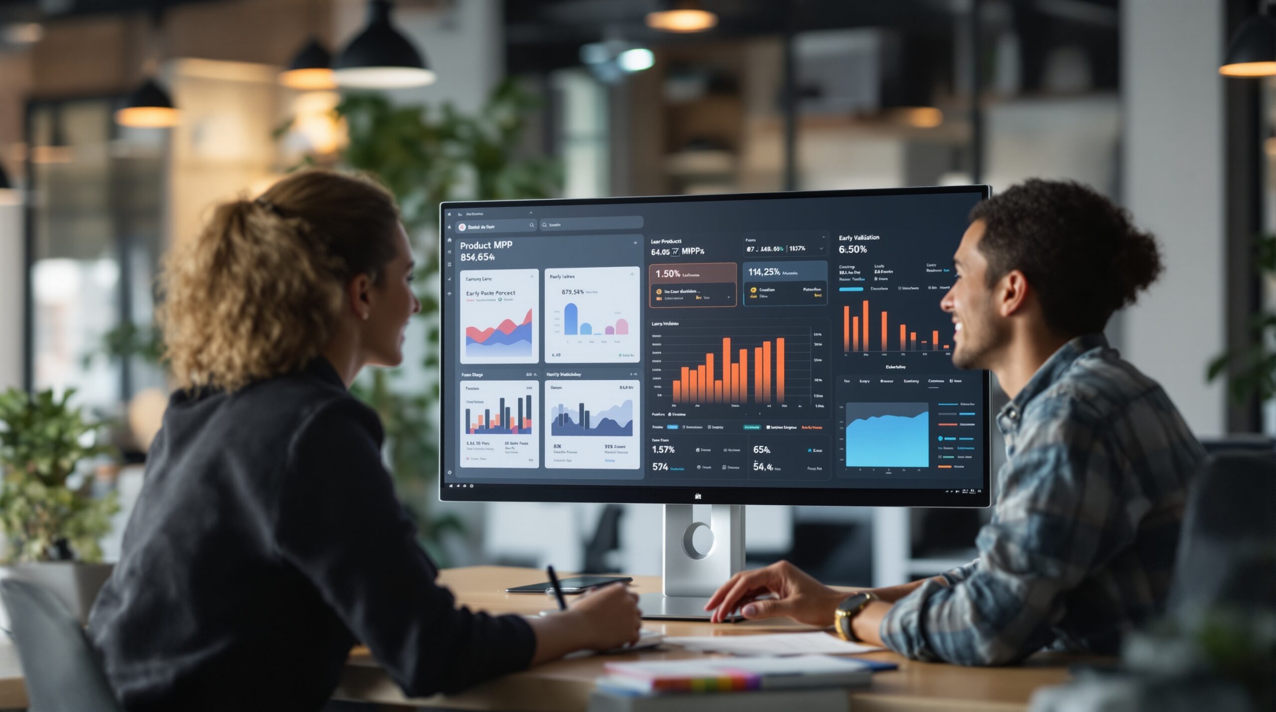 Product dashboard showing early MVP planning and validation metrics