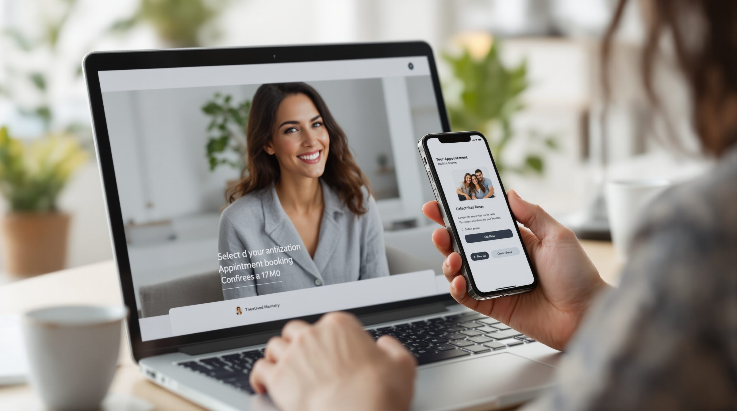 Mobile booking screen for selecting an appointment time and confirming an online reservation
