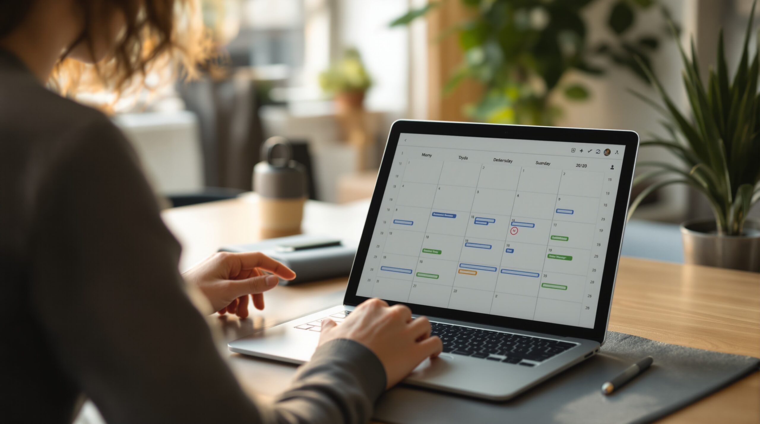 Calendar schedule view used to plan recurring yoga classes and instructor availability