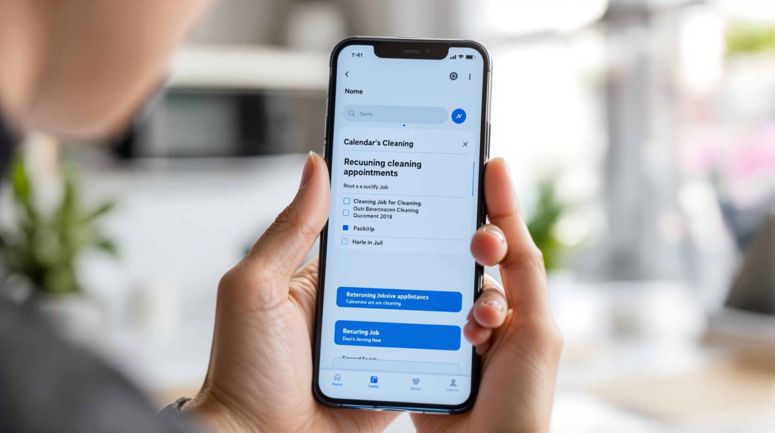 Calendar app view showing recurring cleaning appointments for a service business