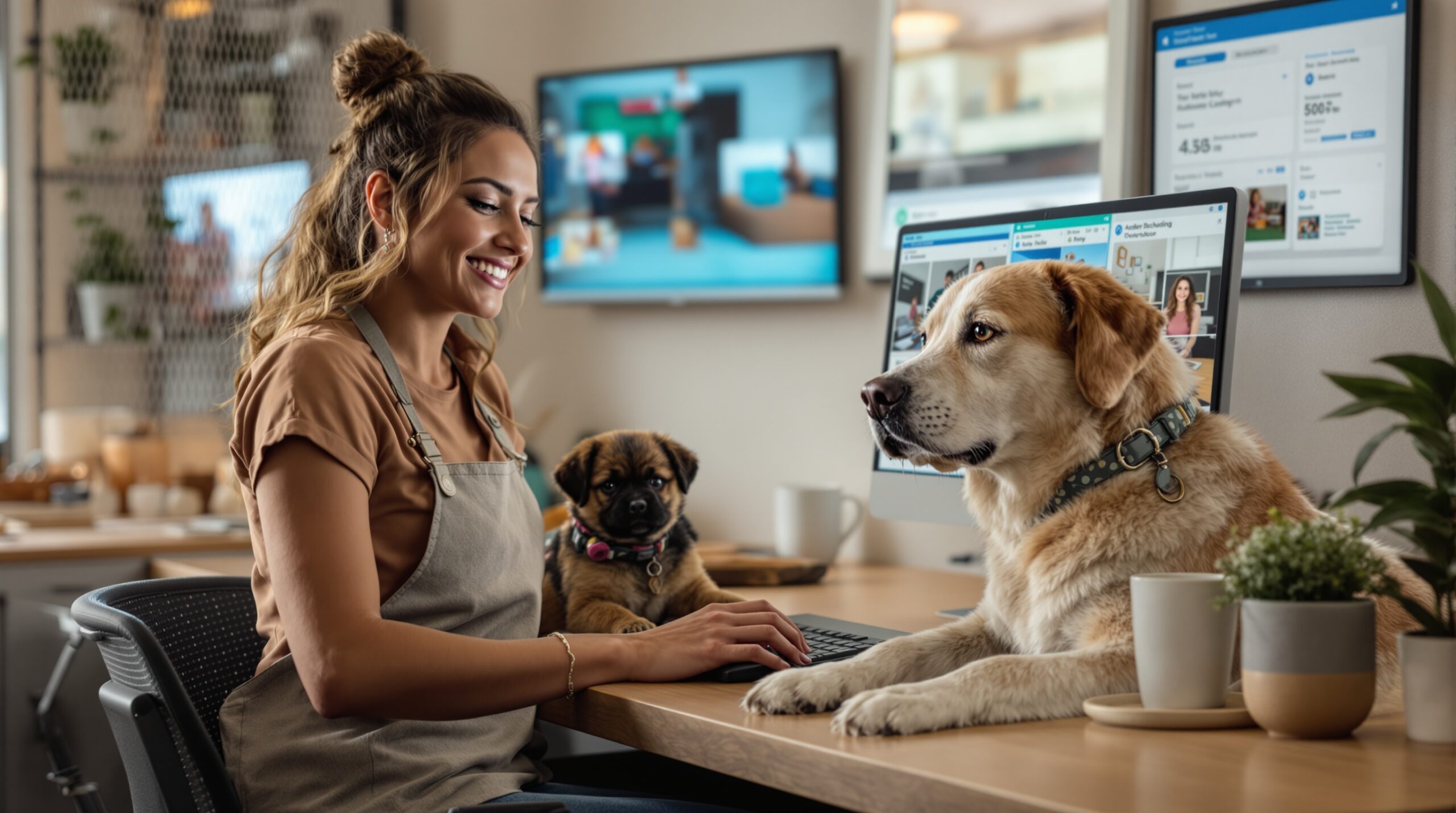 Pet boarding facility interior representing overnight stay management and capacity planning
