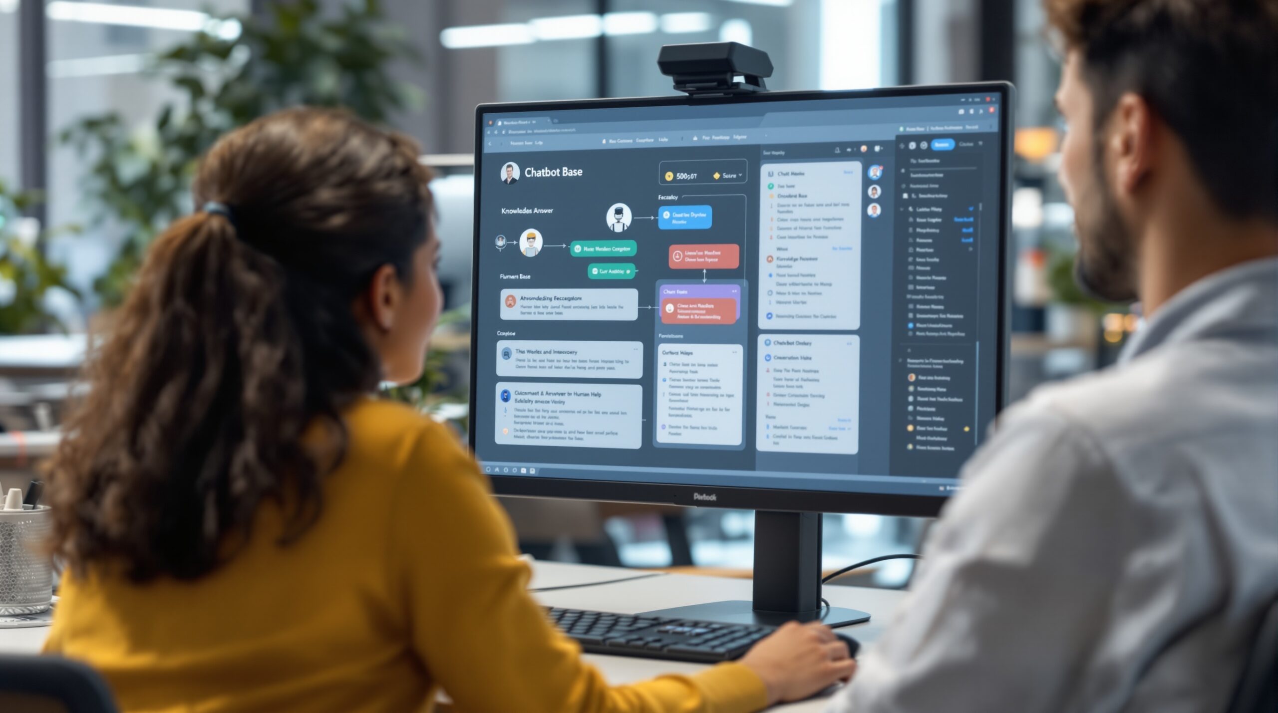 Customer support workflow showing escalation from chatbot to human help