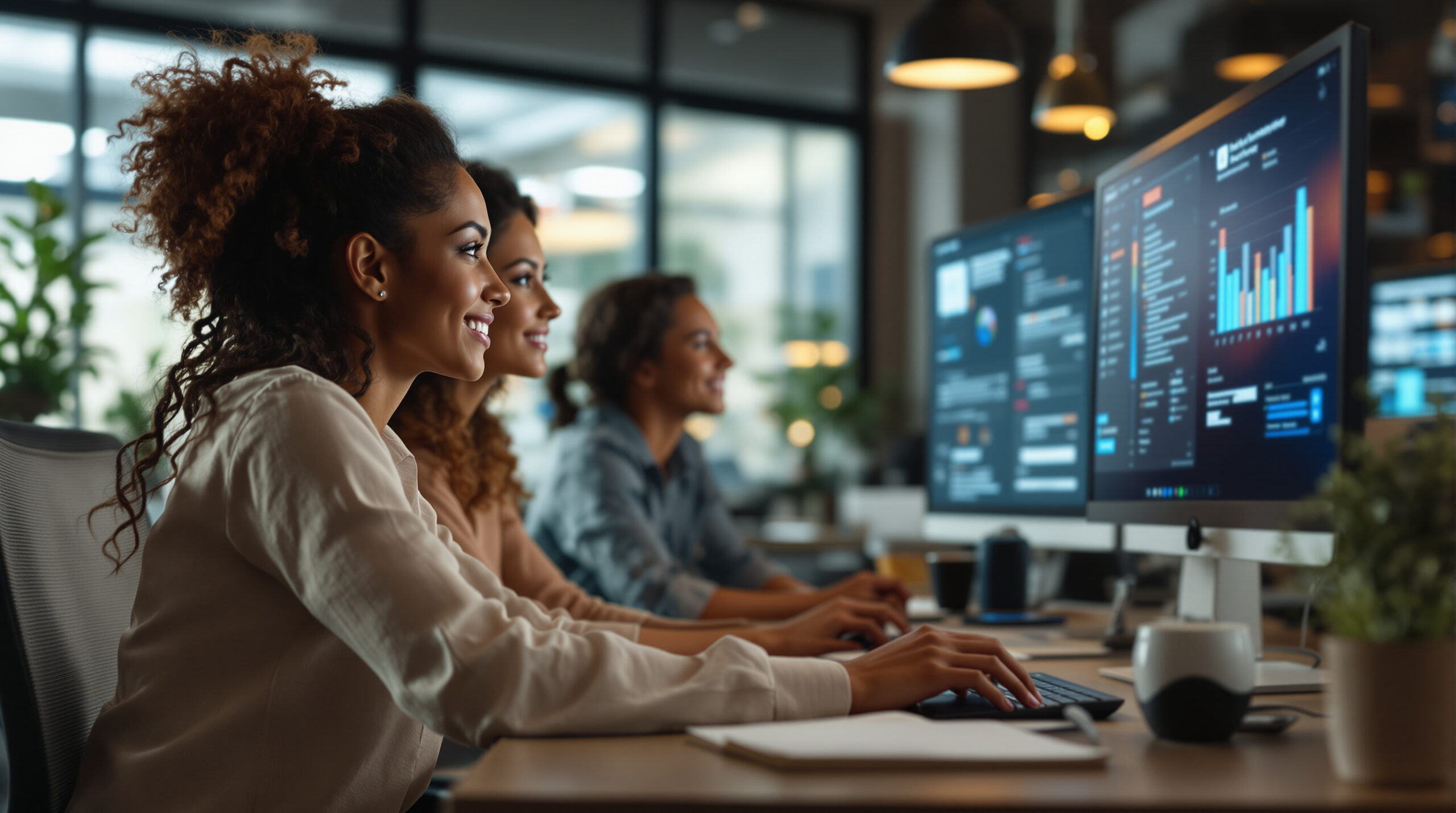 Small online retail team monitoring the first day of a chatbot workflow