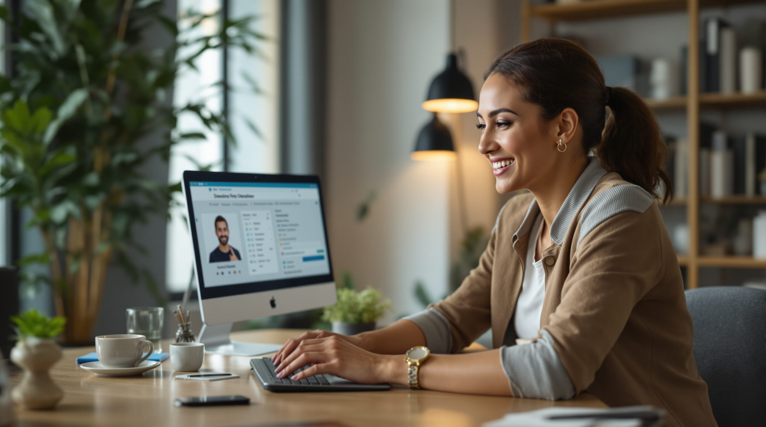 Fitness coach conducting a paid remote consultation from a private studio room