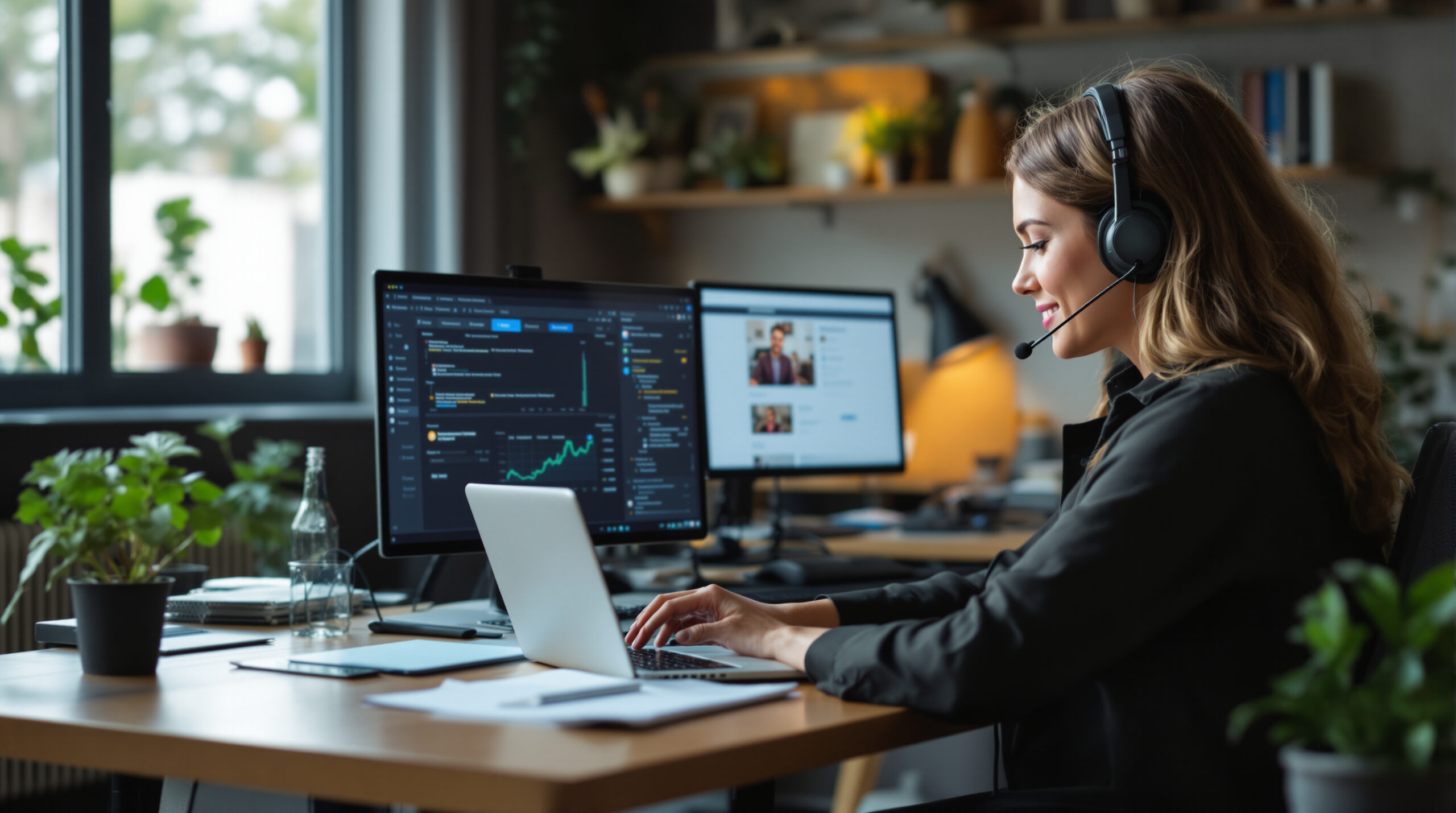 Support agent reviewing customer context before a video handoff