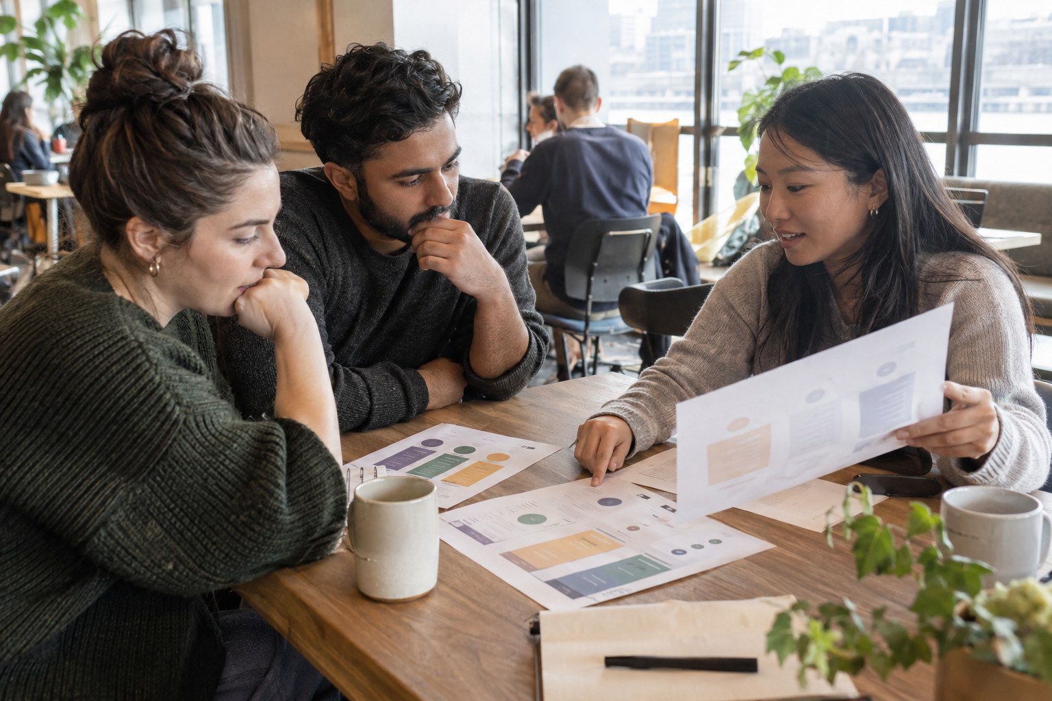 Founder testing printed membership options with prospective users