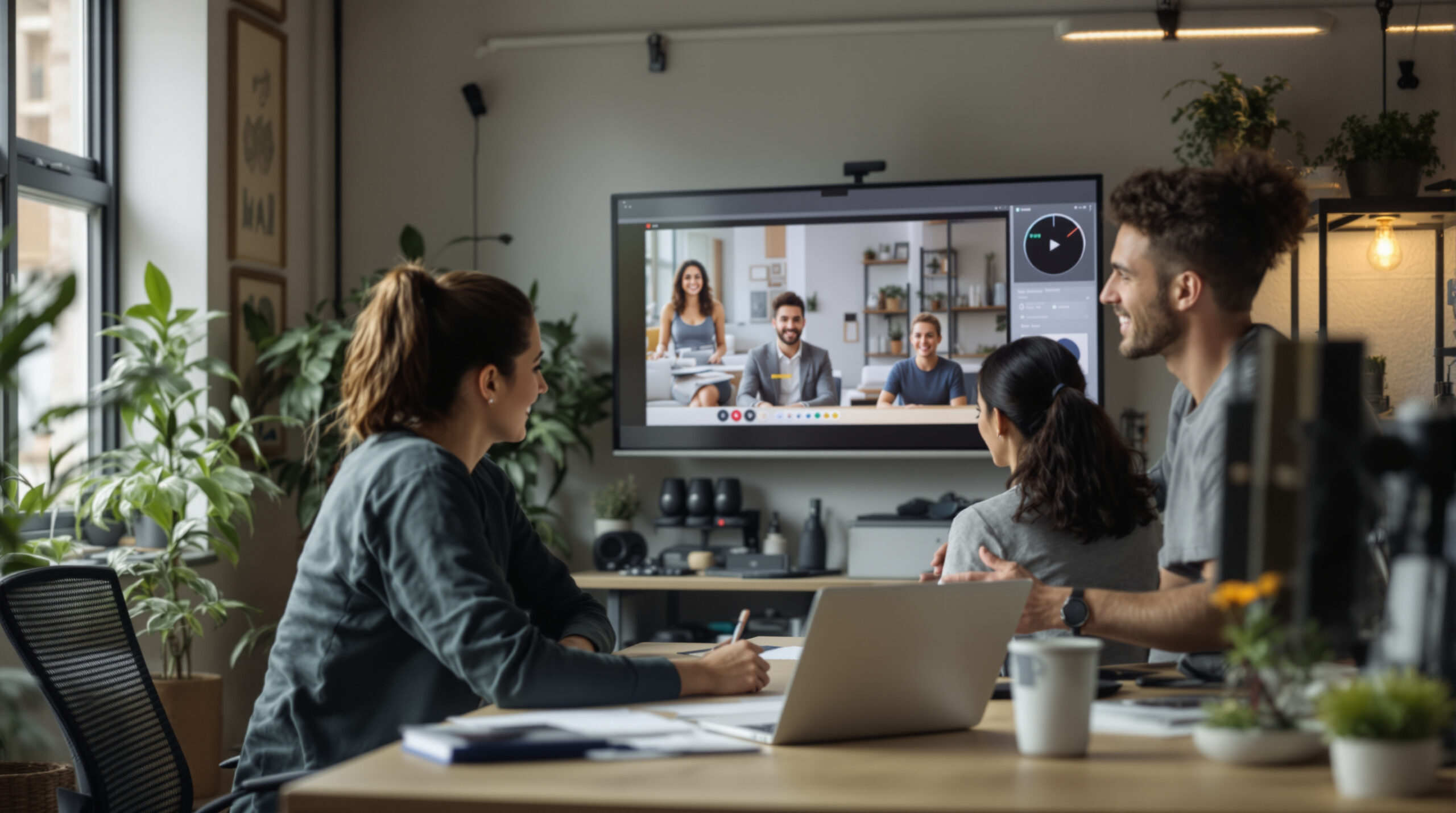 Fitness creator reviewing a membership video experience with a product manager