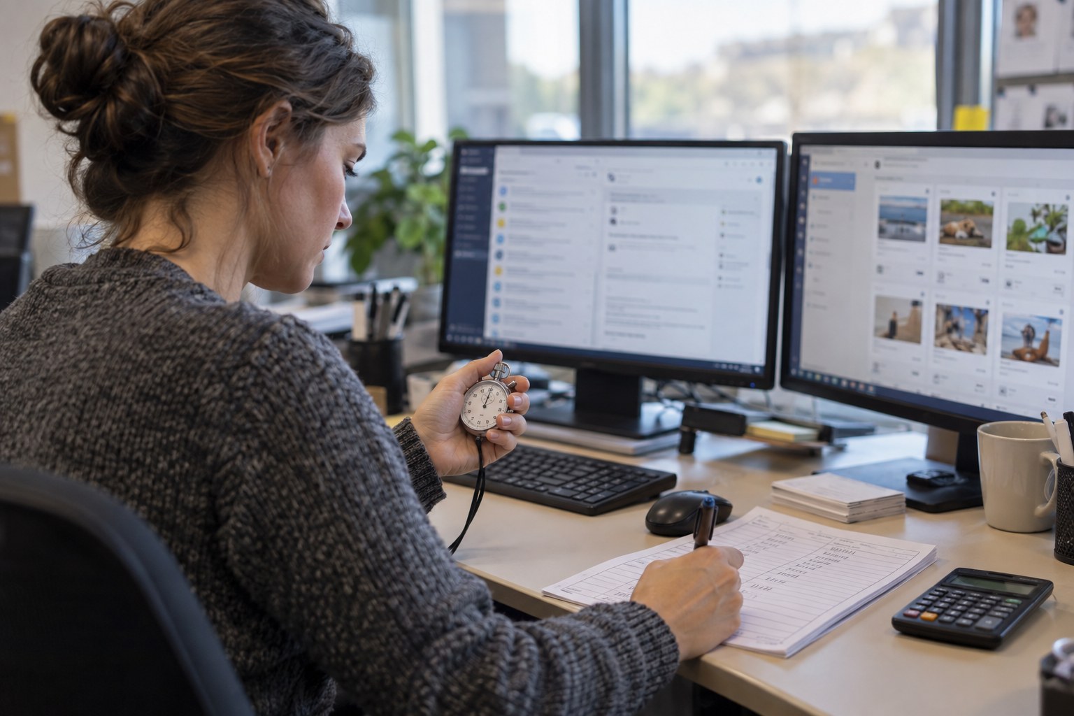 Operator timing support and moderation tasks for a staffing calculation