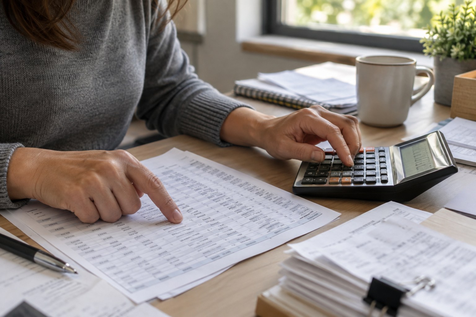 Reviewer comparing payout calculations with source transaction records