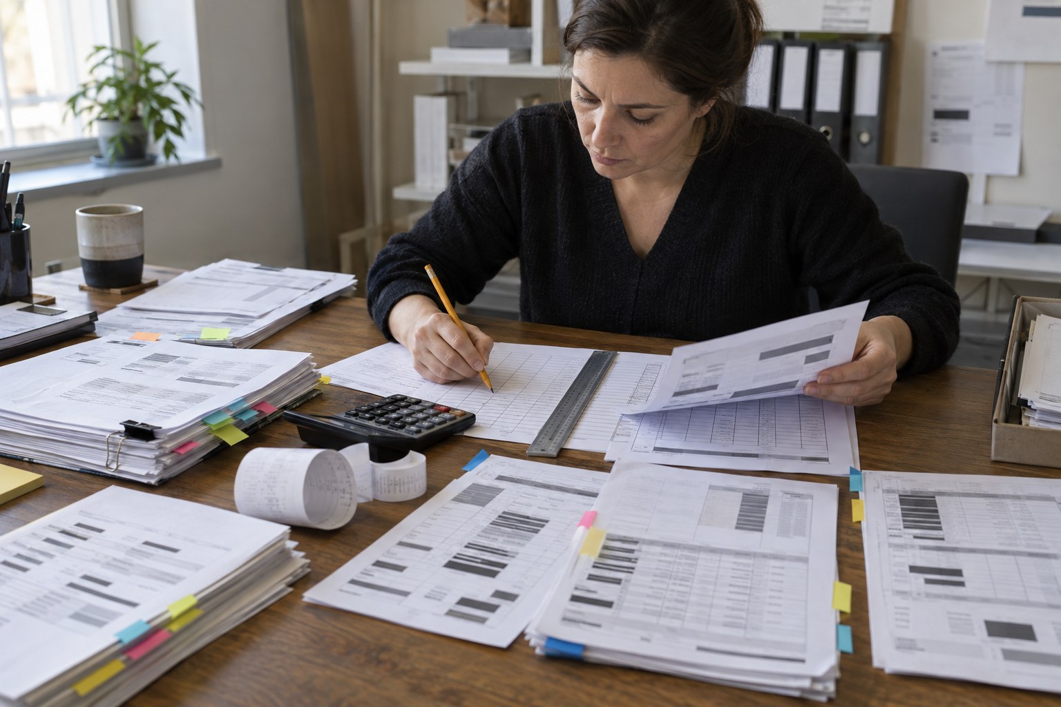Finance lead assembling a workflow cost model from operating records