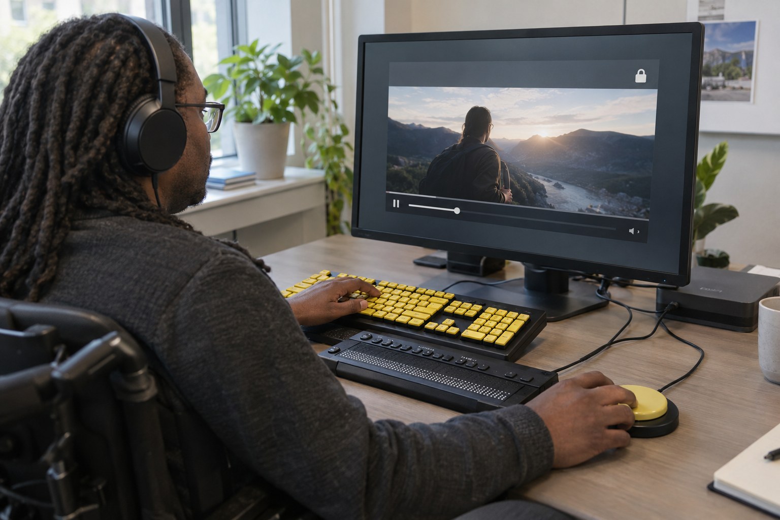 Accessibility tester checking protected creator video playback
