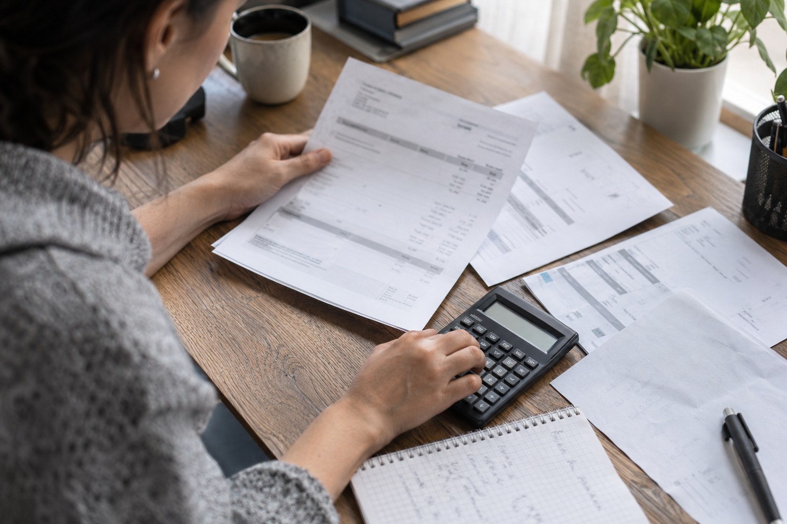 Analyst checking a worked software cost calculation
